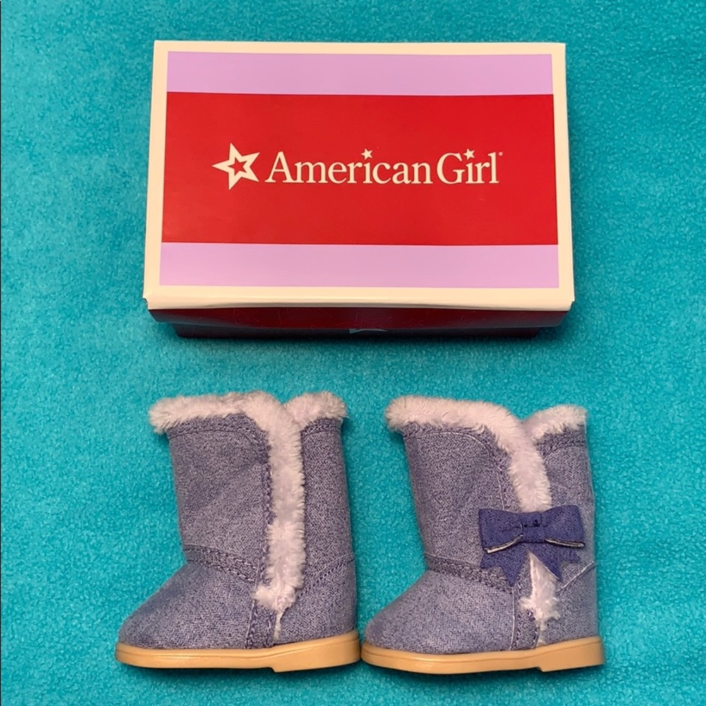 NWT-American Girl-doll, blue, shearling boots